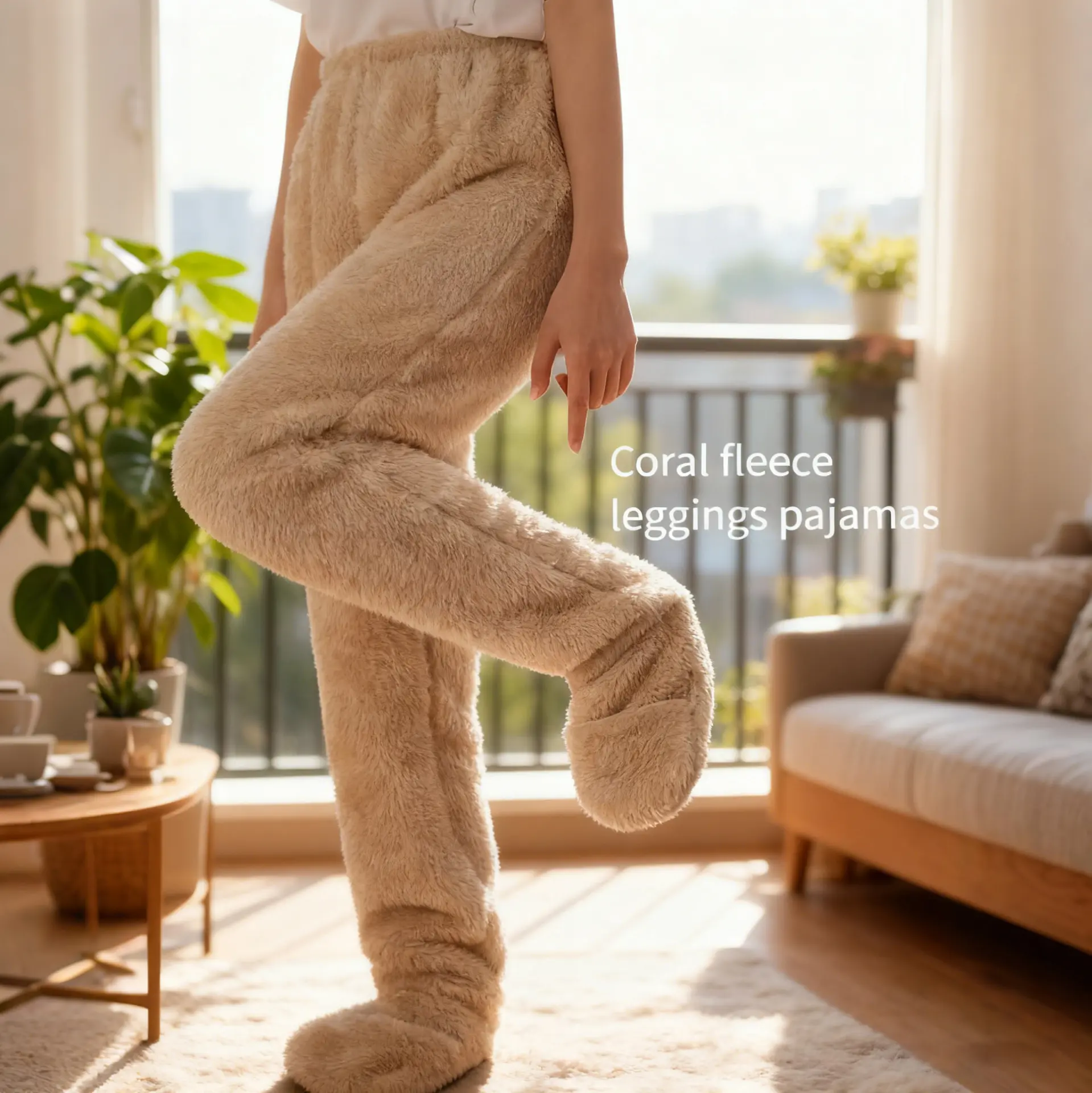 Women's Winter Warm Pajama Pants and Socks Set - 95% Polyester, 5% Spandex, fleece-lined for comfort, elastic waistband, machine washable, simple design suitable for casual wear in cold weather. gift