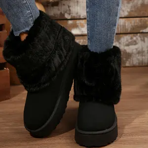 Womens Snow Boots Plush Lined Short Boots, Warm Winter Warm  Casual Platform Non-Slip Indoor Outdoor Shoes for Women