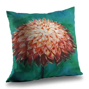 Begin Home Decor C1PT1414SPQYS8 14 x 14 in. Abstract Dahlia Flower Orange Floral Throw Pillow - Home Decor
