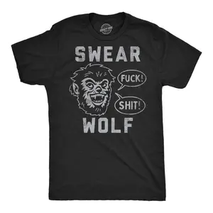 Mens Funny T Shirts Swear Wolf Sarcastic Werewolf Graphic Novelty Tee for Men Mens Funny T Shirts Cool Vintage Fashion T-Shirt Gift Classic Menswear Funny Sarcastic Short Sleeve Novelty Tees for Guys Black -