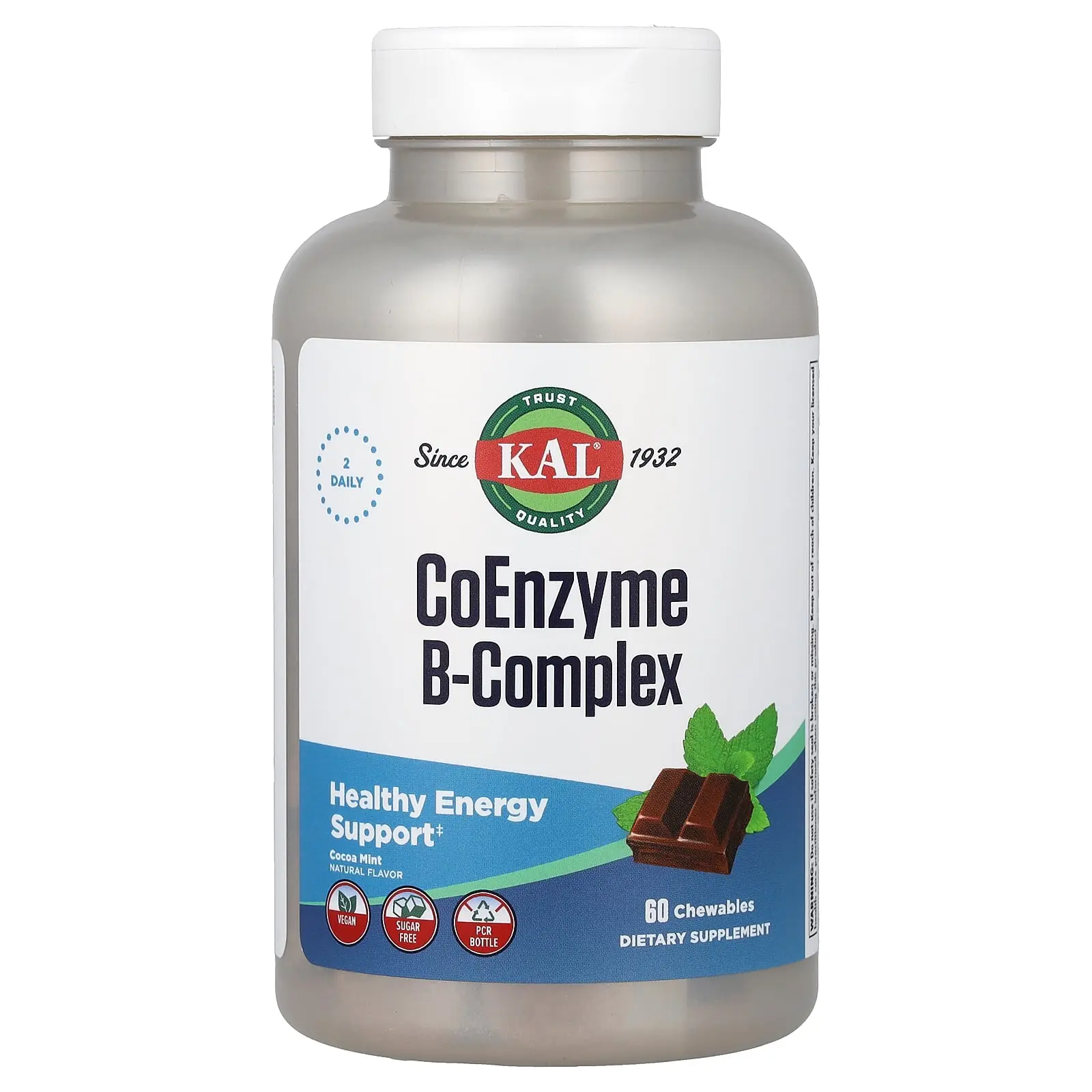 KAL Coenzyme B-Complex, Cocoa Mint, 60 Chewables
