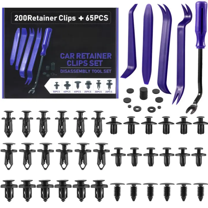 265PCS Car Bumper Retainer Clips Plastic Rivets Auto Fasteners Push Retainer Kit Most Popular Sizes Auto Push Pin Rivets Set -Door Trim Panel Fender Clips for GM Ford Toyota Honda Chrysler