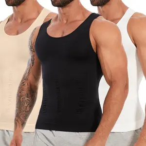 1-2 Pack Compression Vest Men Elastic Waist Trainer Tummy Control Base Layer Undershirts Compression top Shapewear Body Shaper for Men