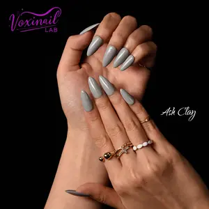 Voxinail Lab | Ash Clay | Handmade Alomd Press-On Nails | Reusable, Long-Lasting