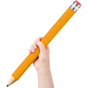 16 Inch Wooden Large  Pencils Giant Big Funny  Pencil with Cap and Eraser Fun Novelty Gifts for  School  Home Office Prop Supplies (Yellow)