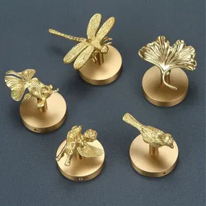 1 PC Creative Dragonfly Brass No-Drill Hook Home Coat Hook Wall-Mounted Animal Hook Home Decor Accessory