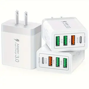 2-Pack 40W 4-Port USB C Wall Charger Fast Charging Dual Port PD Power Adapter+QC Double Wall Plug Multiport Type C Brick Charger for iPhone 16 15 14 13 12 11 Pro Max XS,Samsung