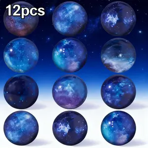 Galaxy Planet Stress Balls Set, Easter Egg Filled Toys, Space Theme Birthday Party Gifts, Portable Decompression Ball, 12 Pieces