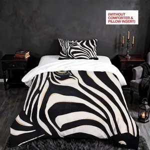 2/3Pcs (1 Duvet Cover, 1/2 Pillowcases, No Comforter & Pillow Inserts) Artistic Abstract Zebra Print Duvet Cover Set, Stylish Minimalist Bedding, Easy-care Bed Cover for Bedroom & Dorm, Ideal for Home Decor & Gifting