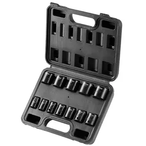 VEVOR 3/8'' Drive Impact Sockets Set,  12pcs CR-MO SAE Shallow(5/16" - 1''), 6-Point Drive Bit Ratchet Tool Kit Case
