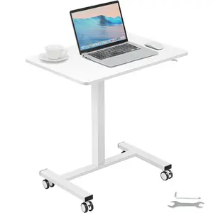 VEVOR Mobile Standing Desk,  28"-44" Gas-Spring Height Adjustable Sit-Stand Desk, 4 360° Swivel Wheels (2 Lockable) Portable Rolling Laptop Table Computer Cart for Home Office School, 40LBS Loading