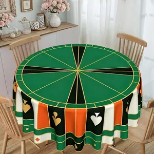 Vintage Casino Roulette Symbol Round Tablecloth, Kitchen Restaurant Decor, Furniture Protector, Party Gift, Hotel Home Use