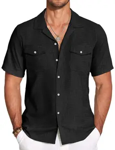 COOFANDY Men's Linen Short Sleeve Button Down Shirt Casual Cuban Collar Summer Beach Shirts Vacation Essentials