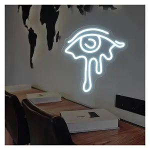 Sign Illuminated Eye Neon Light Sign USB Powered With Button Switch Night Lamp Room Hanging Wall Lights Decoration 23.7cm×25cm