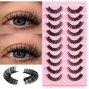 10 Pairs DD Curl False Eyelashes, Soft Voluminous Natural Look, Enhance Fullness Effect, Comfortable and Fluffy Lashes, Makeup, Cosmetic, Volume Lashes, Volumized False Eyelashes