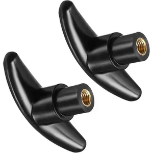 M8 Female Thread Plastic Clamping Hand T Knobs Handles Black, 2 Pieces, Suitable for Lathe Machinery and Drawer Applications