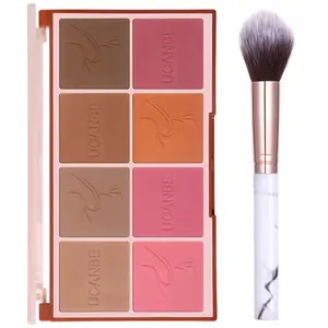8 Colors Face Matte Blush Palette Shading Blusher Buildable Contour Bronzing Pressed Powder Makeup Palette Women Gift Set with Brush