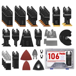 Oscillating Saw Blades with Case, Universal Multitool Blades, Oscillating Tool Blade, Curved Blade/Extra Long/Titanium/Bi-Metal for Wood/Metal/Plastic