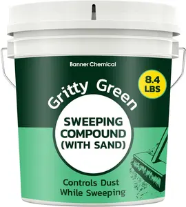 Gritty Green Sweeping Compound with Sand – Effective Dust Control on Cement & Unfinished Floors, Grit and Sand Breaks Up Loose Dust for an Even Deeper Clean, Oil Free, Made in USA (8.4 lbs)