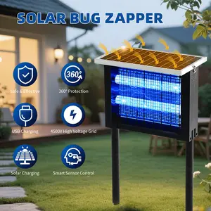 TazTir Solar Bug Mosquito Zapper Outdoor, IPX5 Waterproof Ground Insertion Multifunction Type UV Mosquito Killer Electronic Lamp , Modern Household Appliances for Garden, Backyard, Farm