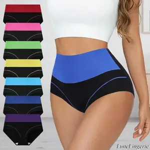 Women's Plus Size Basic High-Waisted Full-Coverage Soft Cotton Athletic Underwear - LuneLingerie High-Waisted Knicker Clothes for Everyday Casual & Workout Use
