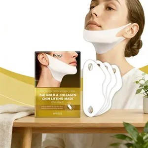 Gold Collagen Chin Lifting Mask, Luxurious Style, Contains Hyaluronic Acid, Retinol, Aloe, Gentle Firming, Suitable for All Skin Types