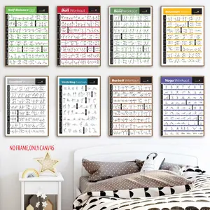 8-Piece Set Frameless Fitness Posters High-Definition Printed Gym, Yoga, Dumbbell Workout Wall Art Canvas Prints for Living Room Home Decor