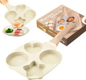 Kitchen Cooking Egg Frying Pan, Non Stick 4 Cups Star Heart Shaped Egg Mold Skillet,easy to clean, All Stoves Available Kitchen Gadgets ,Multifunctional Cooking Accessories, Breakfast Egg Toast Bread Food(Labor Day Gifts)(pots pans set)