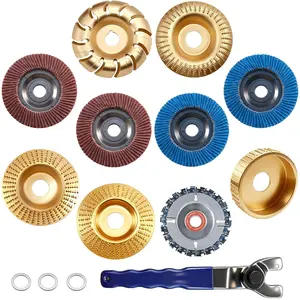 14PCS Wood Carving Disc Set for Angle Grinder Wood Grinding Wheel Wood Shaping Carving Sanding Polishing Tool Rotary Grinder Attachment for Woodworking DIY Furniture Power Tools Accessories