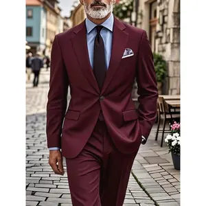 2pcs Men's Wedding Ceremony Suit Set, Tailored Jacket & Trousers, Great for Groom, Groomsmen And Party
