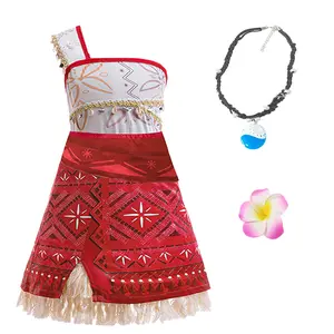 06 Moana Dress High-end Flower Embroidery Craftsmanship Mesh Skirt Outfit Suitable For Party Performance Young Girl Formal Dress Moana Dress Children's Role Play Dress