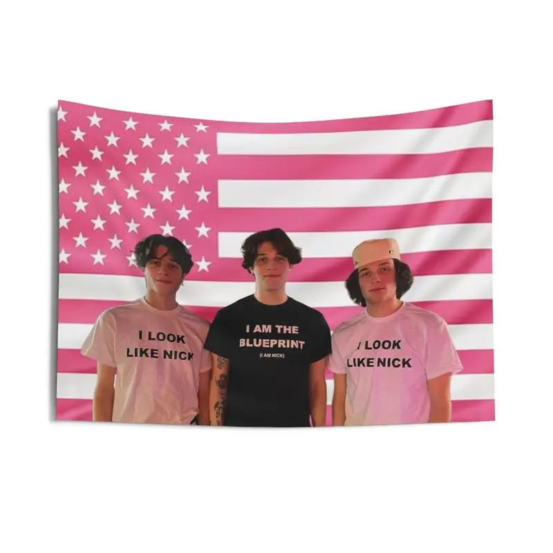 Sturniolo Triplets Linen-Cotton Light Tapestry, Funny Decorative Home Decor Item, Suitable for Outdoors Use tiktokshopbacktoschool