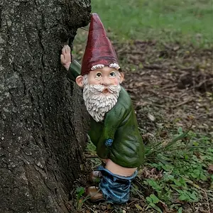 [Funny Peeing Tree Elf Ornament] Art Deco Halloween Resin Gnome Decoration - 1pc Whimsical Dwarf Garden Statue Art, Peeing Tree Elf, Handcrafted Figurine, Tabletop Display, No Electricity or Battery Needed, Funny Gardening Craft Ornament fake  flowers 12