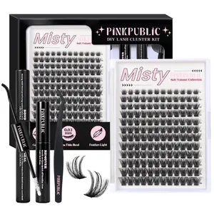 PINKPUBLIC Lash Clusters Kit – Waterproof, long-lasting lash clusters; soft, lightweight individual lashes with bond and seal, remover, tweezers; beginner-friendly
