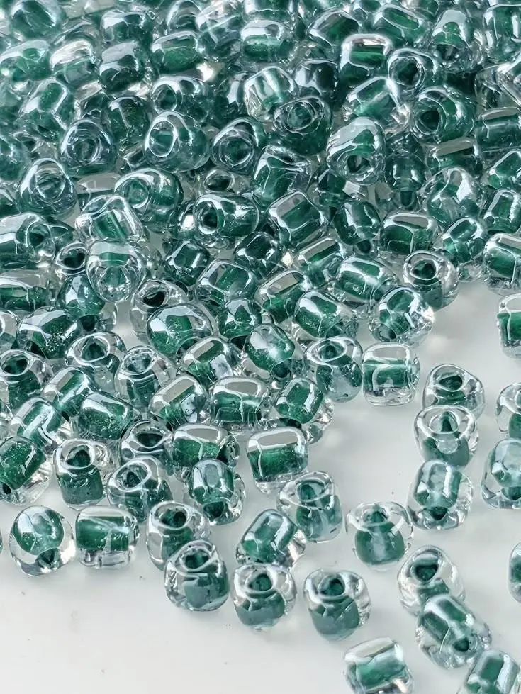Miyuki Triangle Beads, Crystal Hunter Green Inside Color Lined | 8/0 | 15g Pack