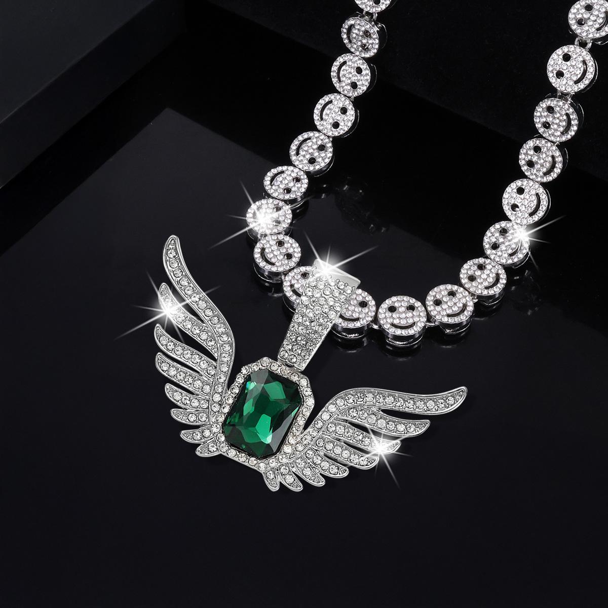 Angel Wing Pendant with Smiley Face Necklace Sliver Gold Plated Preppy Neckalce Smiley Choker Cute Jewelry and Significant Angel Wing Pendant Ideal Jewelry Gift  for Lovers Men Women Party Prom