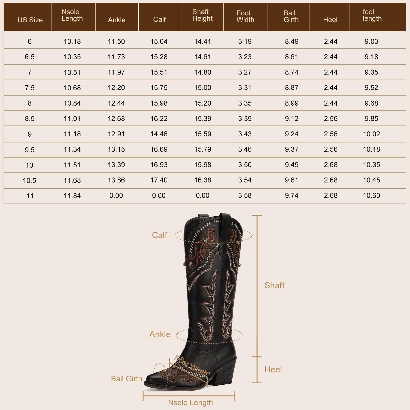 ReneChristine Women's Embroidery Western Cowboy Boots with Studs & Emerald Gemstones, Knee High Wide Calf Cowgirl Boots for Gatherings Weekend Hangouts fur boots knee high boots boots for fall brown boots cowgirl boots Classic wide calf boots SpringStatem