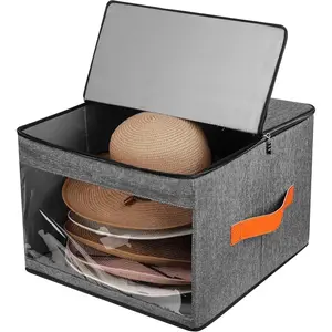 Upgraded Hat Storage Box for Women & Men, Closet Hat Organizer Bag with Dustproof Lids, Cowboy Hat Box, Hat Carrier Case for Travel