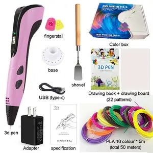 Newest 3D Printing Pen Set with Charger, 3D Pen with LCD Display and PLA Filament, Creative DIY Kids Gift, Suitable for Birthday and New Year Present
