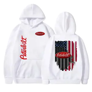 Peterbilt 2side Hoodie – American Flag Semi Truck Graphic Sweatshirt, Trucker Rig Outfit, Vintage Highway Pullover for Men and Girl, Unisex Classic Truckwear
