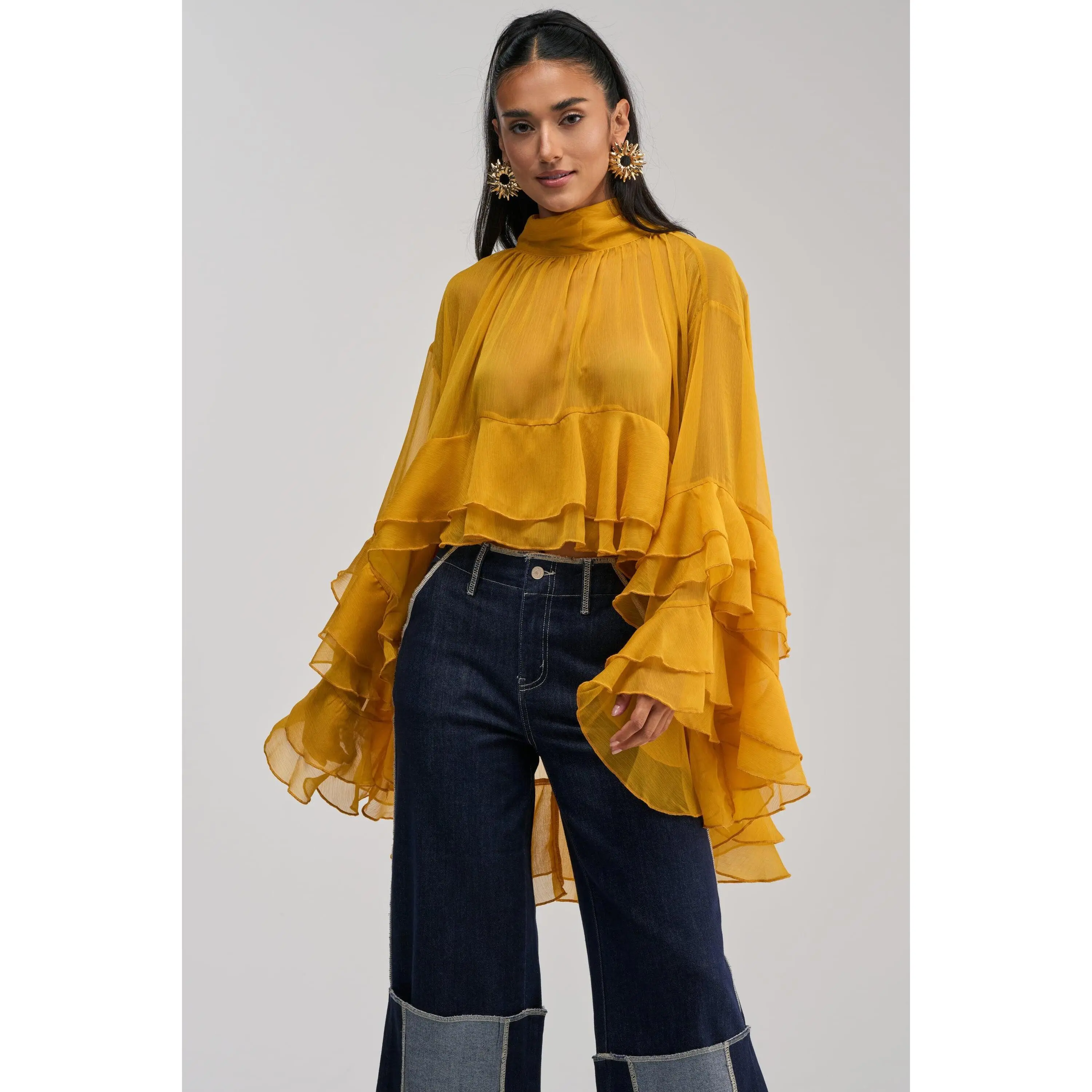 MARGOT CHIFFON BLOUSE IN MUSTARD