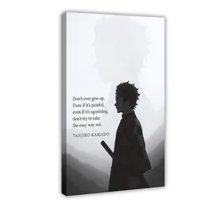 Tanjiro Digital Poster - Demon Slayer Anime Quote Wall Art, Motivational Printable Decor, Black and White Minimalist Anime Print