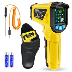 TEMIRUP Digital Infrared Thermometer -58°F~1472°F -50~800 degree Temperature Meter Pyrometer Humidity Meter Digital Thermometer With Temperature Probe