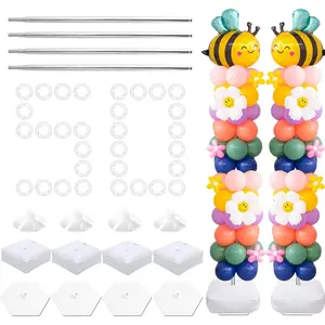 Balloon Column Stand Kit Set of 4, 7 Feet Balloon Stand Kit for, Balloon Pillars Stand Kit Reusable for Birthday, Wedding, Baby Shower, Graduation Decorations (4 Set)