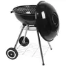 Portable 18 Inch Enamel Charcoal BBQ Grill, Round Kettle Grill with Wheeled Base, Galvanized Steel Construction Heat Control Ash Stove for Patio Garden Camping