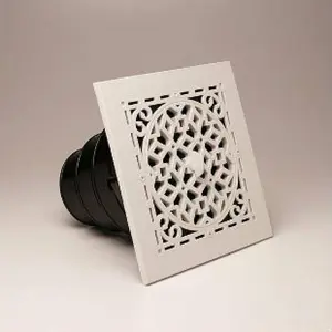 8.75in. x 8.75in.  White Plastic Antique Air Diffuser, grille*damper*box, MVAWS, #81919