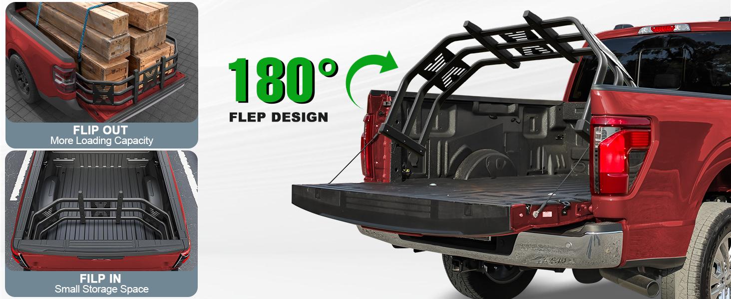 Truck bed extender 180 degree flip