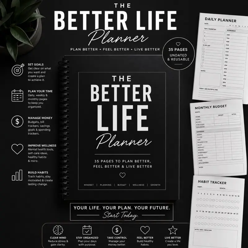 THE BETTER LIFE PLANNER | 35-Page Undated Life, Budget & Wellness Planner