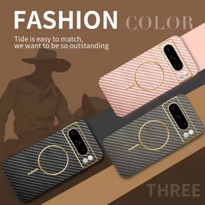 Carbon Fibre Magnetic Series Electroplated Veneer Process Supports Wireless Charging Suitable for Google 8, Google 8 Pro, Google 8A, Google 9A, Google 10, Google 10 Pro, Google 10 Pro XL Shockproof Phone Case Google 6-10 Pro XL Carbon Fibre Phone Case