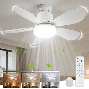 E27 Ceiling Fan Light with Remote Control, 3 Speed Adjustable Ceiling Fan Light, Modern Design Fan Light for Home Bedroom, Kitchen, Balcony
